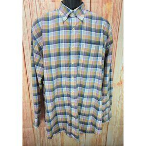Peter Millar Mens XL Plaid Button-Down Crown Cotton Long Sleeve Shirt